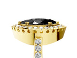 Yellow gold Fancy Black Marquise Cut Diamond Halo Ring with Pavé Band and Prong Setting_5