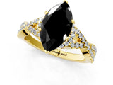 Yellow gold Fancy Black Marquise Cut Diamond  Halo Twist Band Solitaire Prong Setting Ring_13