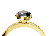 Yellow gold Fancy Black Marquise Cut Diamond Milgrain Pavé Engagement Ring with Four-Prong Setting_4