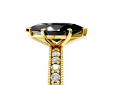 Yellow gold Fancy Black Marquise Cut Diamond Milgrain Pavé Engagement Ring with Four-Prong Setting_5