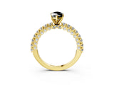 Yellow gold Fancy Black Marquise Cut Diamond Pavé Band Solitaire Ring with Prong Setting_15