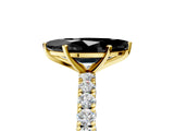 Yellow gold Fancy Black Marquise Cut Diamond Pavé Band Solitaire Ring with Prong Setting_17
