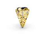 Yellow gold Fancy Black Marquise Cut Diamond Pave Art Deco Split Shank Ring with Four-Prong Setting_2
