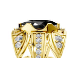 Yellow gold Fancy Black Marquise Cut Diamond Pave Art Deco Split Shank Ring with Four-Prong Setting_5
