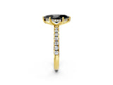 Yellow gold Fancy Black Marquise Cut Diamond Pave Band Solitaire Ring with Four-Prong Setting_14