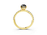 Yellow gold Fancy Black Marquise Cut Diamond Pave Band Solitaire Ring with Four-Prong Setting_15