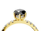 Yellow gold Fancy Black Marquise Cut Diamond Pave Band Solitaire Ring with Four-Prong Setting_16