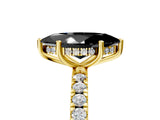 Yellow gold Fancy Black Marquise Cut Diamond Pave Band Solitaire Ring with Four-Prong Setting_17