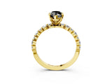 Yellow gold Fancy Black Marquise Cut Diamond Prong Set Engagement Ring with Pave Band_3