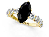 Yellow gold Fancy Black Marquise Cut Diamond Prong Setting with Side Stones on a Pave Band_1