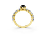 Yellow gold Fancy Black Marquise Cut Diamond Prong Setting with Side Stones on a Pave Band_3