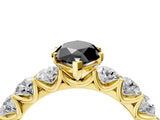 Yellow gold Fancy Black Marquise Cut Diamond Prong Setting with Side Stones on a Pave Band_4