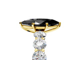 Yellow gold Fancy Black Marquise Cut Diamond Prong Setting with Side Stones on a Pave Band_5