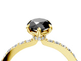 Yellow gold Fancy Black Marquise Cut Diamond Ring with Pavé Band and Four-Prong Setting_4