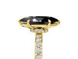 Yellow gold Fancy Black Marquise Cut Diamond Ring with Pavé Band and Four-Prong Setting_5