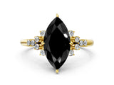 Yellow gold Fancy Black Marquise Cut Diamond Ring with Side Stones and Four-Prong Setting_36