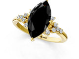 Yellow gold Fancy Black Marquise Cut Diamond Ring with Side Stones and Four-Prong Setting_37