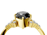 Yellow gold Fancy Black Marquise Cut Diamond Ring with Side Stones and Four-Prong Setting_40