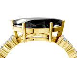 Yellow gold Fancy Black Marquise Cut Diamond Scattered Round Accent Ring with Prong Setting_16