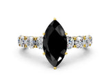 Yellow gold Fancy Black Marquise Cut Diamond Side Stone Engagement Ring with Four-Prong Setting_48