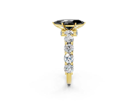 Yellow gold Fancy Black Marquise Cut Diamond Side Stone Engagement Ring with Four-Prong Setting_50