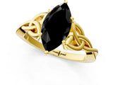 Yellow gold Fancy Black Marquise Cut Diamond Solitaire Engagement Ring with Celtic Knot Band and Four-Prong Setting_1