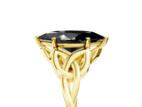 Yellow gold Fancy Black Marquise Cut Diamond Solitaire Engagement Ring with Celtic Knot Band and Four-Prong Setting_5