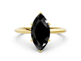 Yellow gold Fancy Black Marquise Cut Diamond Solitaire Engagement Ring with Classic Band and Four-Prong Setting_12
