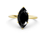 Yellow gold Fancy Black Marquise Cut Diamond Solitaire Engagement Ring with Classic Band and Four-Prong Setting_12