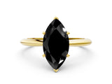 Yellow gold Fancy Black Marquise Cut Diamond Solitaire Engagement Ring with Classic Band and Four-Prong Setting_36