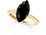 Yellow gold Fancy Black Marquise Cut Diamond Solitaire Engagement Ring with Classic Band and Four-Prong Setting_37