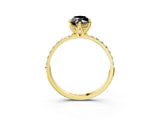 Yellow gold Fancy Black Marquise Cut Diamond Solitaire Engagement Ring with Pavé Band and Prong Setting_3