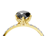 Yellow gold Fancy Black Marquise Cut Diamond Solitaire Engagement Ring with Pavé Band and Prong Setting_4