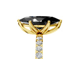 Yellow gold Fancy Black Marquise Cut Diamond Solitaire Engagement Ring with Pavé Band and Prong Setting_5