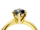 Yellow gold Fancy Black Marquise Cut Diamond Solitaire Engagement Ring with Round Band and Four-Prong Setting_88