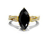 Yellow gold Fancy Black Marquise Cut Diamond Solitaire Engagement Ring with Twisted Pavé Band and Four-Prong Setting_36