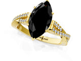 Yellow gold Fancy Black Marquise Cut Diamond Solitaire Engagement Ring with Twisted Pavé Band and Four-Prong Setting_37