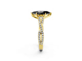 Yellow gold Fancy Black Marquise Cut Diamond Solitaire Engagement Ring with Twisted Pavé Band and Four-Prong Setting_38