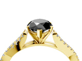 Yellow gold Fancy Black Marquise Cut Diamond Solitaire Engagement Ring with Twisted Pavé Band and Four-Prong Setting_40