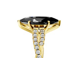Yellow gold Fancy Black Marquise Cut Diamond Solitaire Engagement Ring with Twisted Pavé Band and Four-Prong Setting_41
