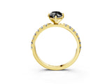 Yellow gold Fancy Black Marquise Cut Diamond Solitaire Pavé Band with Four-Prong Setting_3