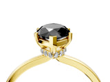 Yellow gold Fancy Black Marquise Cut Diamond Solitaire Ring with Classic Band and Four-Prong Setting_4