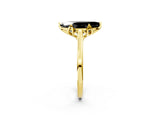 Yellow gold Fancy Black Marquise Cut Diamond Solitaire Ring with Flower Prong Setting and Classic Band_14