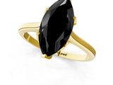 Yellow gold Fancy Black Marquise Cut Diamond Solitaire Ring with Flower Prong Setting and Classic Band_37