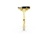 Yellow gold Fancy Black Marquise Cut Diamond Solitaire Ring with Flower Prong Setting and Classic Band_38