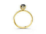 Yellow gold Fancy Black Marquise Cut Diamond Solitaire Ring with Four-Prong Setting and Pavé Band_6