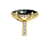 Yellow gold Fancy Black Marquise Cut Diamond Solitaire Ring with Four-Prong Setting and Pavé Band_8