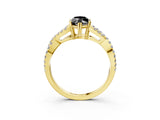 Yellow gold Fancy Black Marquise Cut Diamond Solitaire Ring with Four-Prong Setting and Twisted Pavé Band_3