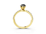 Yellow gold Fancy Black Marquise Cut Diamond Solitaire Ring with Pavé Accents and Four-Prong Setting_3