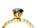 Yellow gold Fancy Black Marquise Cut Diamond Solitaire Ring with Pavé Accents and Four-Prong Setting_4